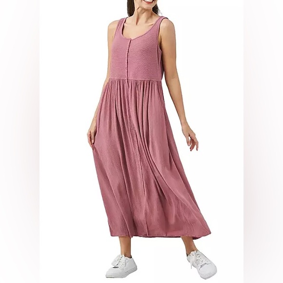 Frye Dresses & Skirts - Frye Button Front Tank Dress with pockets mauve pink women’s size XXL maxi